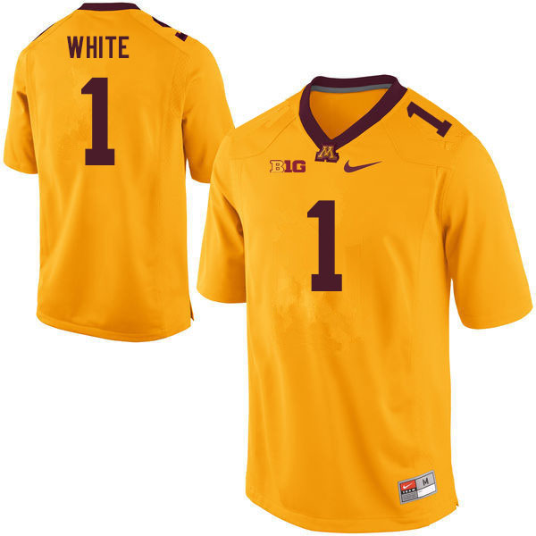 Men #1 Ike White Minnesota Golden Gophers College Football Jerseys Sale-Gold - Click Image to Close